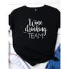 Wein Trinken TEAM Buchstabenaufdruck Damen T-Shirt Kurzarm O-Ausschnitt Locker Damen T-Shirt Damen T-Shirt Oberteile Camisetas Mujer