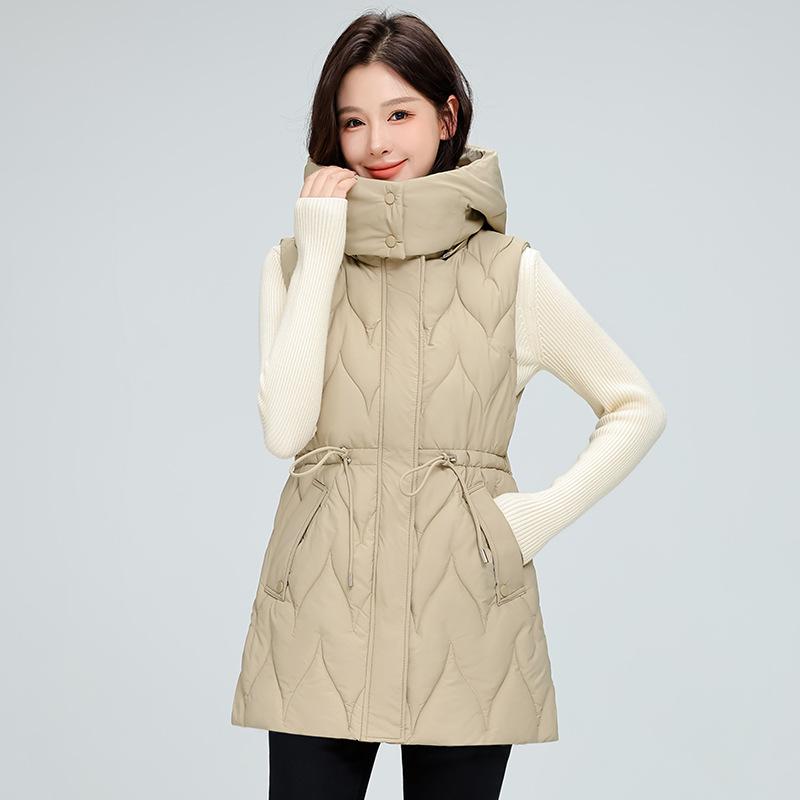 Autumn and winter down cotton vest women's medium and long vest vest vest vest vest vest vest vest cotton jacket warm cotton jacket new