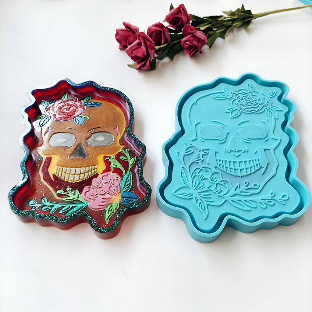 Skull Tray Epoxy Resin Mold Serving Plate Board Coaster Casting Silicone Mould DIY Crafts Jewelry Home Decorations Ornaments Making Tools