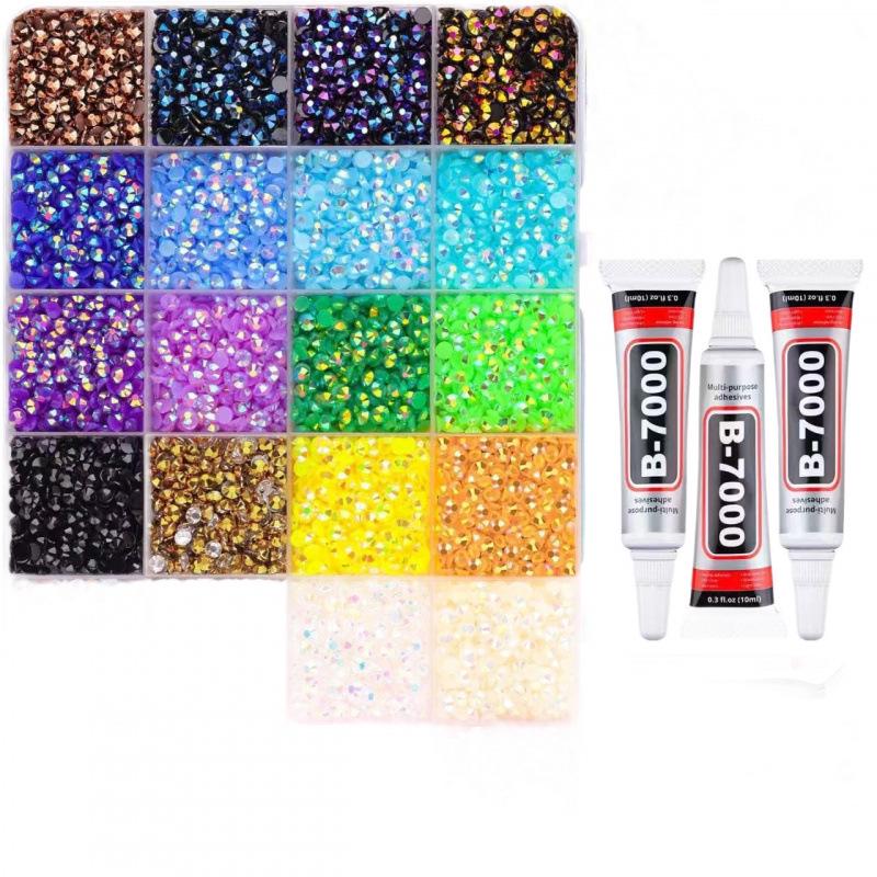 40-Color Resin Nail Art Rhinestone Set: DIY Flat-Back Decorations