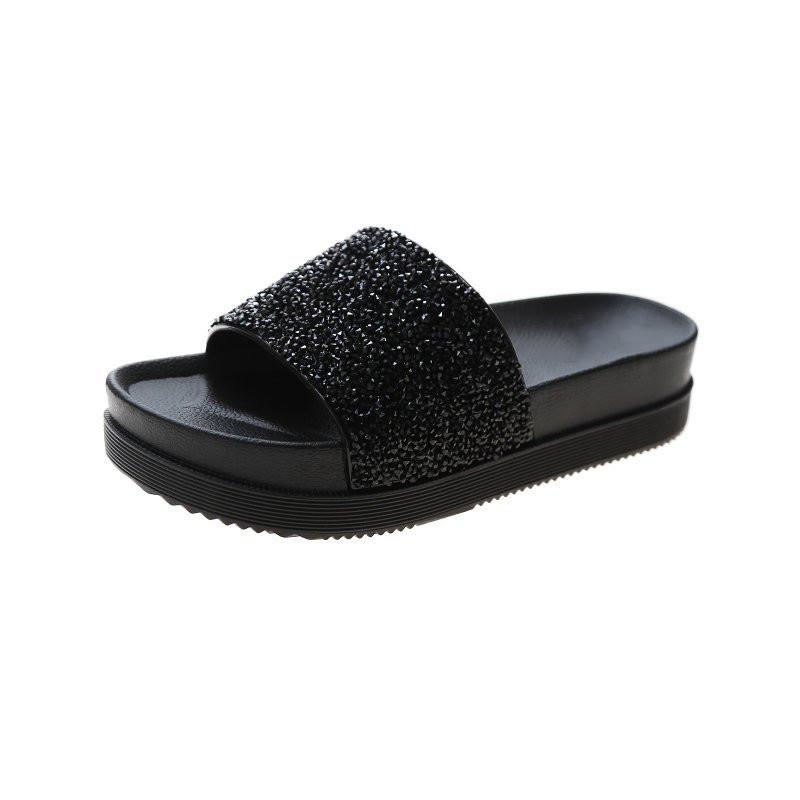 Cross-mirror cool slippers for women 2025 summer new Korean version of student ground-resistant grinding lightweight thick-soled muffin shoe