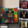 Cute Rabbit Art Cushion Cover Summer Breathable Linen Organic Fabric Double-Sided Printing Sofa Pillow Case Home Decor