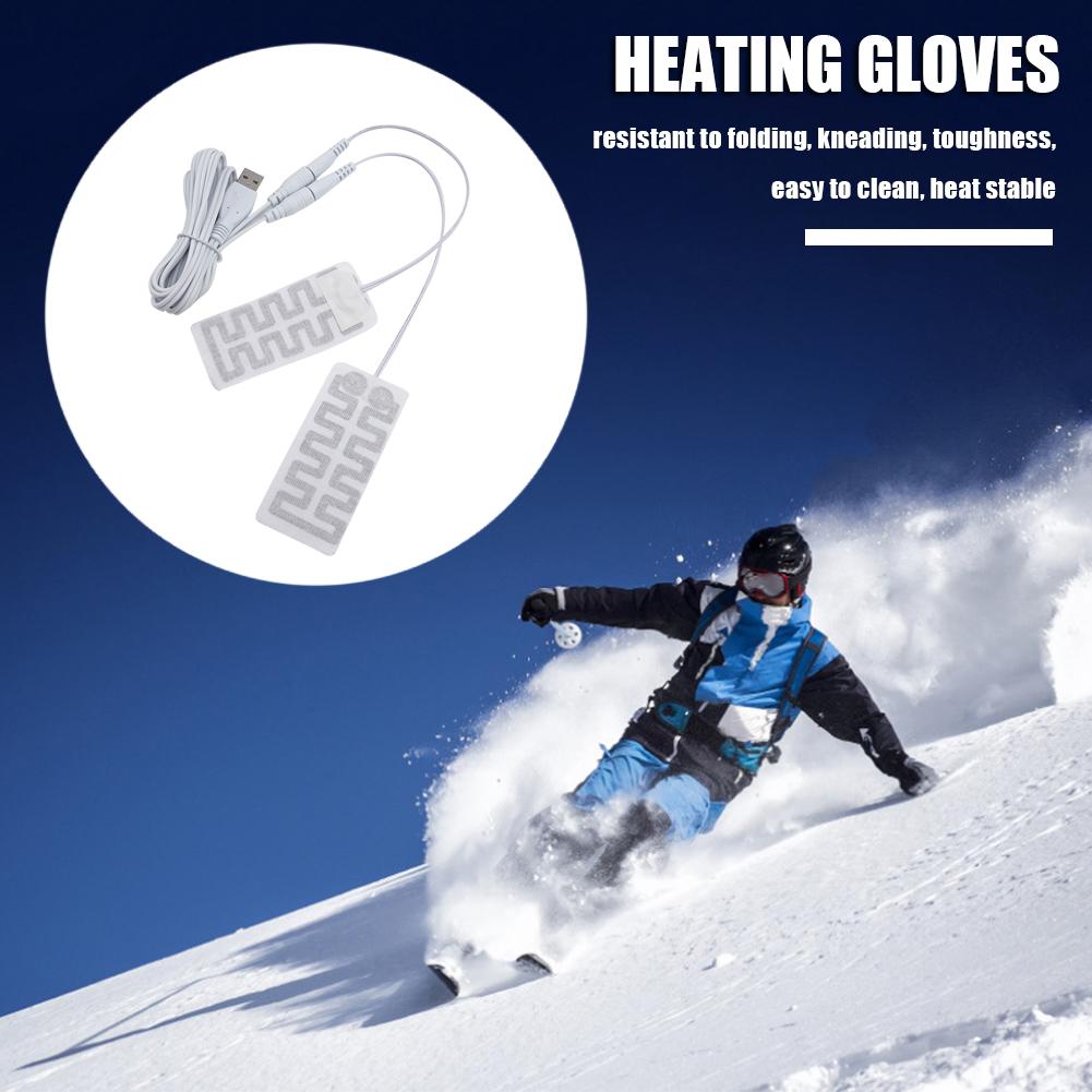 1Pair Electric Heating Gloves Pads Carbon Fiber USB Electric Heating Pad Thermal for Winter Outdoor Indoor