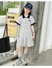 Girls' Short Sleeved Polo Shirt Dress Summer Dress 2026 New Style for Children, Middle-aged and Young Girls, Summer College Style