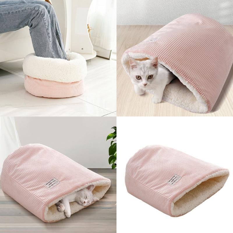 Plush Liners Cats Bucket Shape Bed for Winter Cold Weather Warm Cushion for Small Pet Sleep Bag Cats Cave House