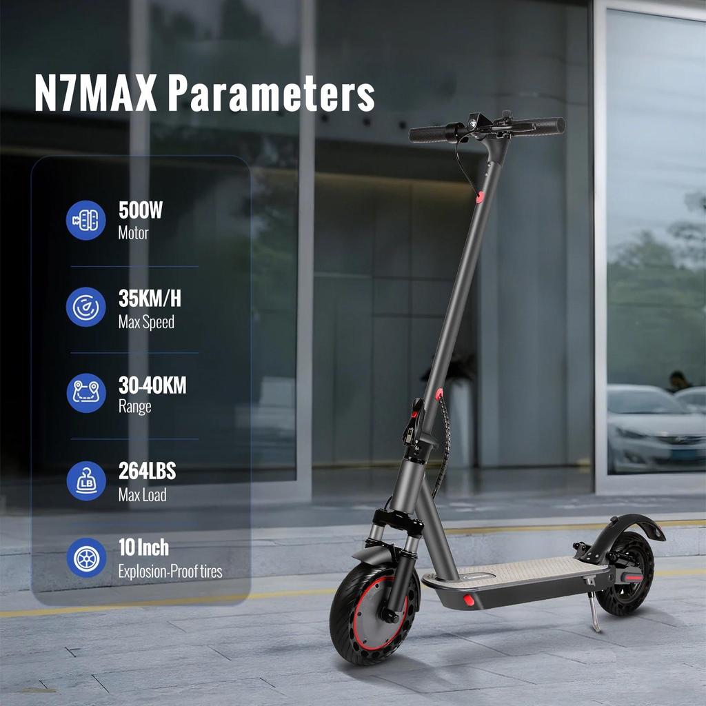 N7PRO 350W Elektroroller für Erwachsene 36V 10.4Ah Escooter Tretroller Unterstützt APP Leichtgewicht Langstrecken 30km Roller EU-Lager