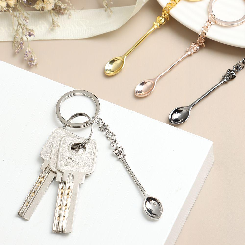 Glitter for Filling Vials with Salts Mini Crown Necklace Key Ring Spoon Keychain Teaspoon Pendant