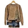 2026 Women's Retro Brown Christmas Tree Round Neck Pullover Hoodie - Versatile & In Stock