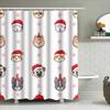 Adorable Dogs Christmas Shower Curtain Set for Bathroom Decor Waterproof Fabric with Santa Hats Snowflakes Pattern