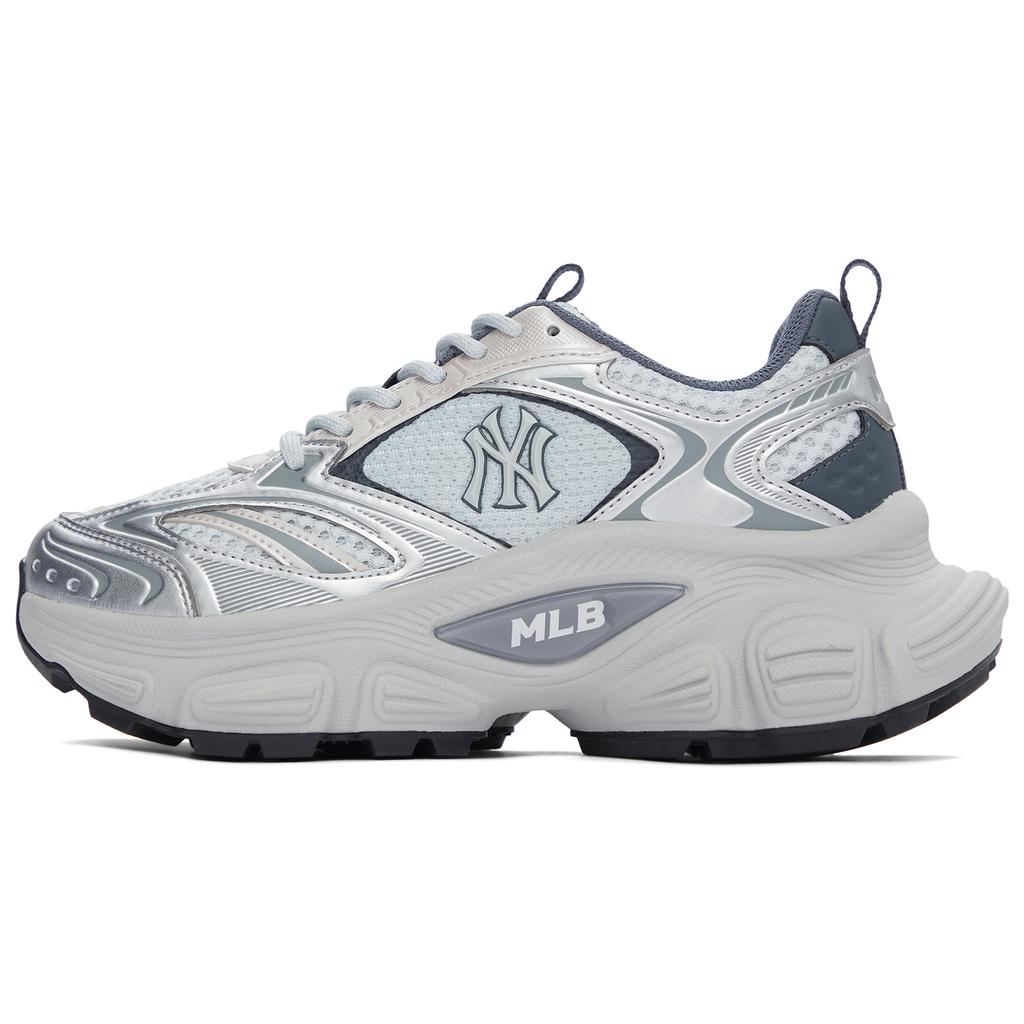 New MLB New York Yankees Anti Slip Wear Resistant Low Top Chunky Sneakers Unisex Light Gray 3ASHWD15N-50GRL