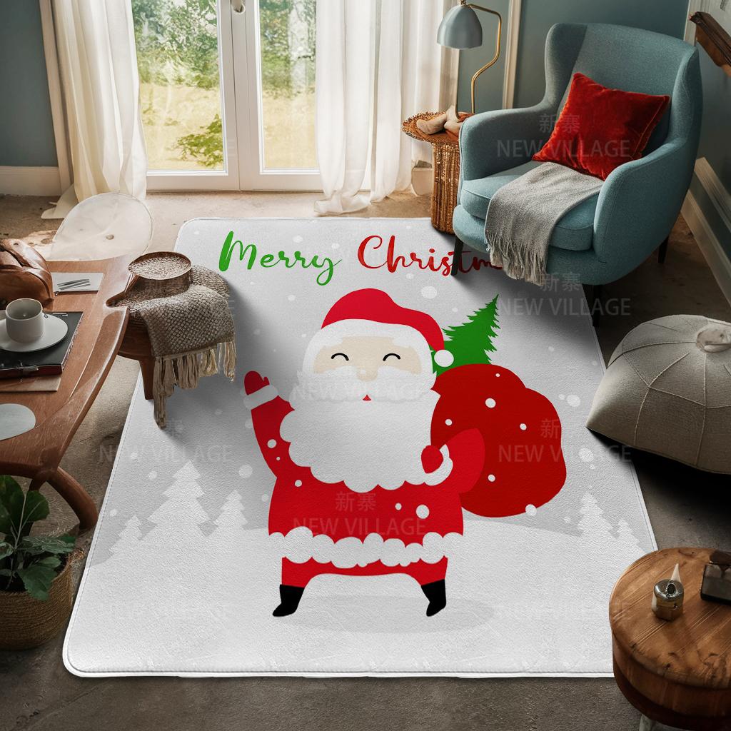 House Entrance Carpet Home Door Mat Living Room Bath Foot Bathroom Non-slip Water Absorption Rugs Bath Merry Christmas Winter