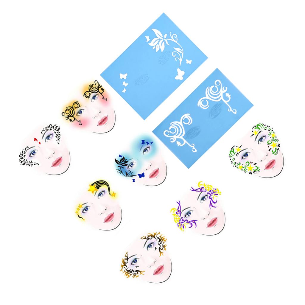 7dílná sada Opakovaně použitelná šablona na malování na obličej Šablona na malování na tělo Květina Motýl Design obličeje