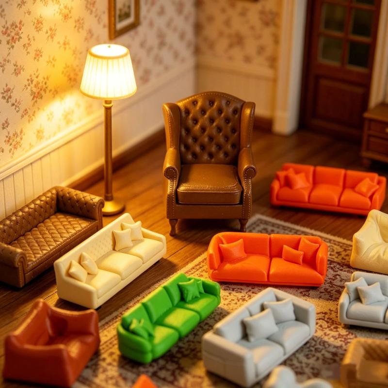 Neues 1 Set Mini Retro Amerikanischer Stuhl Sofa Wohnzimmermöbel Rollenspiel Spielzeug Neu 1:12 Puppenhaus Simulationssofa Modell