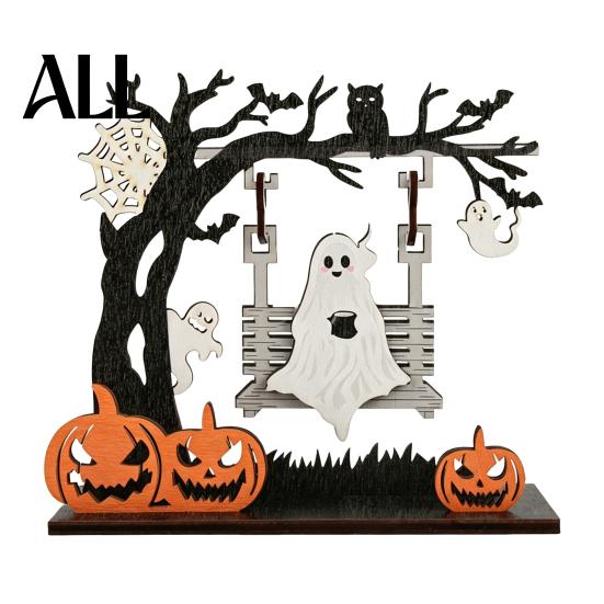 Laser-Cut Wood Crafts Funny Halloween Desktop Swing Decor, Spooky Home Decor for Living Room Small Festive Tabletop Tabletop, Gothic Fall Themed