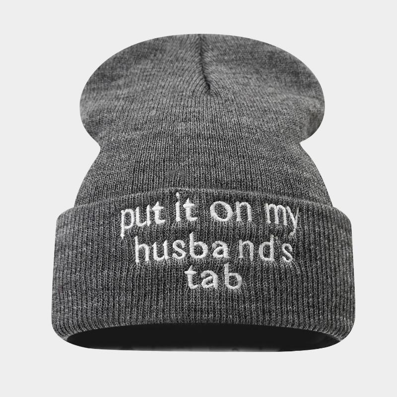 New letter embroidery brimless stacking hat men's and women's simple versatile ear protection knitted hat couple wool hat