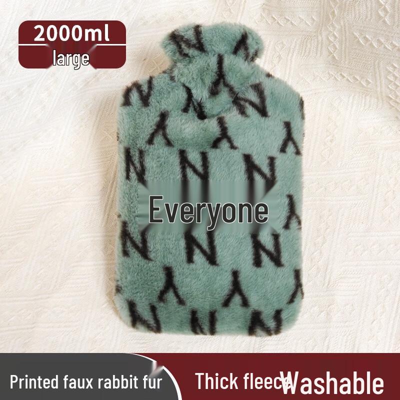 Fumaide Large PVC Hot Water Bottle with Faux Rabbit Fur Cover, 2-Pack