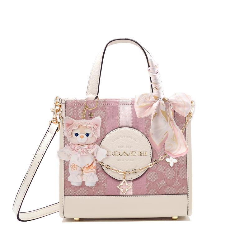 

COACH handbag [Customized bag] Dempsey 22 classic presbyopia hand-painted tote bag shopping bag crossbody bag fabric Peach Pink Secret Basic Set рожевий