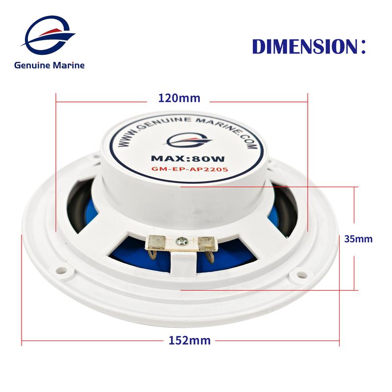 Genuine Marine 5.25" 80W IP66 Waterproof Marine Speakers White ABS Plastic High-Quality Sound for Motorcycle Boat Thalassa