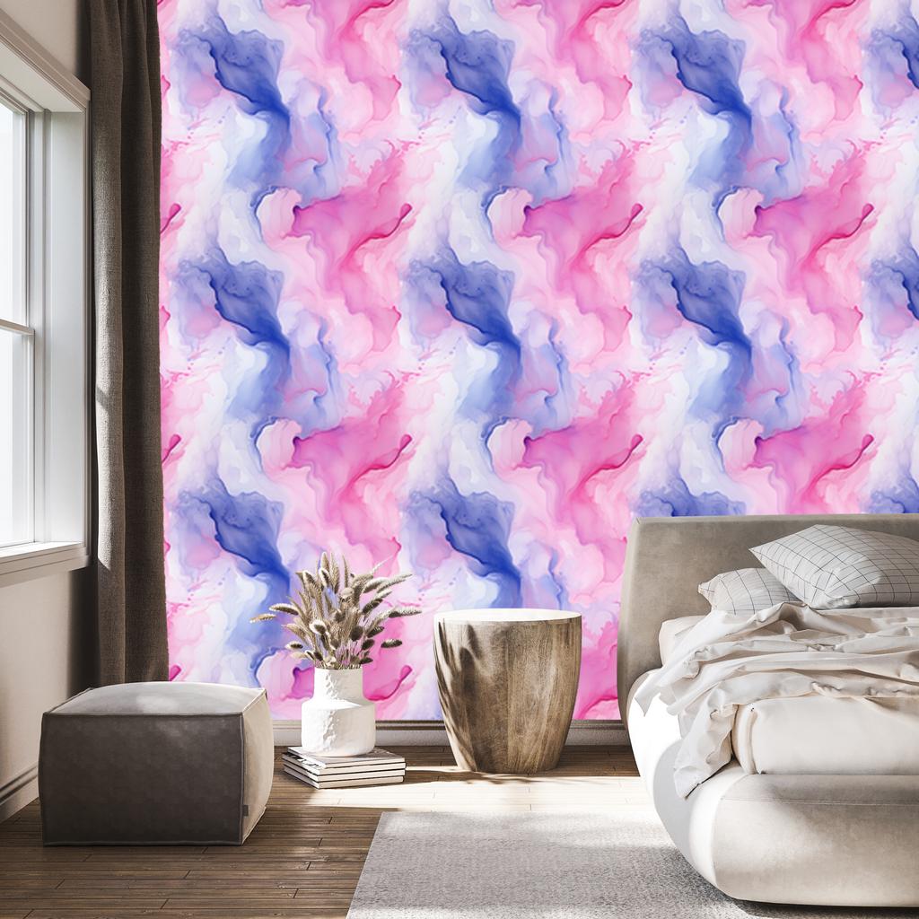 Wallpaper Pink and Purple Ink Powder Pink, Lavender Bottom 50x1000