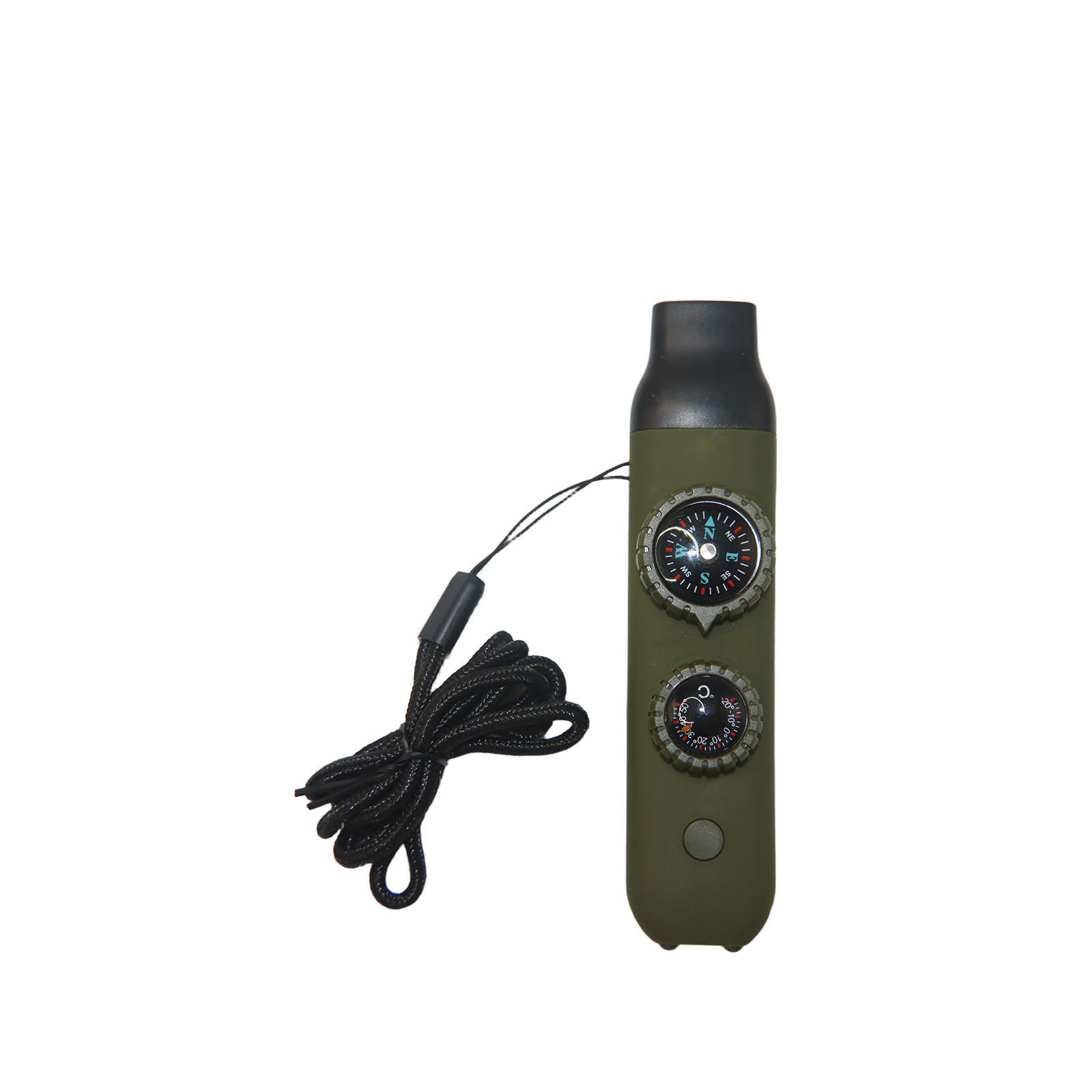 7-in-1 Multi-functional Outdoor Survival Whistle with LED, Thermometer, and Compass армия зеленый