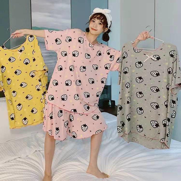 Women's Summer Cartoon Pajamas: Loose-Fit, Short-Sleeved, Casual National Tide for Cute Home Wear