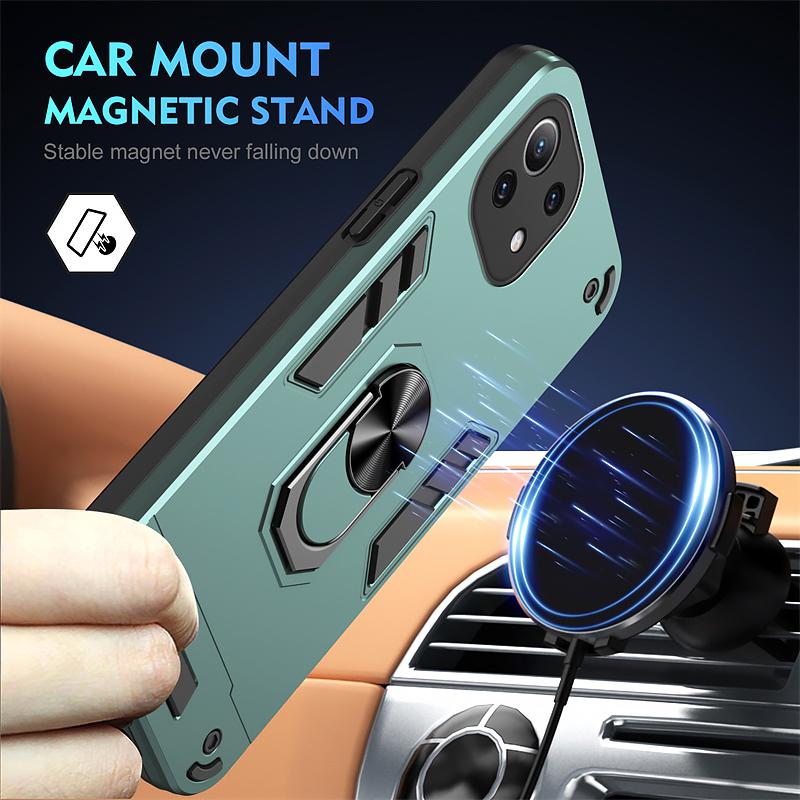 Armor Car Magnetic Holder Ring Coque For Xiaomi 11 Lite Mi 11 Lite 5G NE 11Lite Case Shockproof Lens Protect Hard PC Back Cover