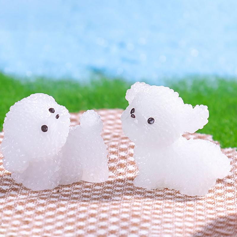 5er-Packung Kawaii Cartoon Leuchtende Mini-Hundefiguren aus Kunstharz, Miniaturstatuen, Kreative Mode, DIY-Heimdekorationsaccessoires, Geschenke