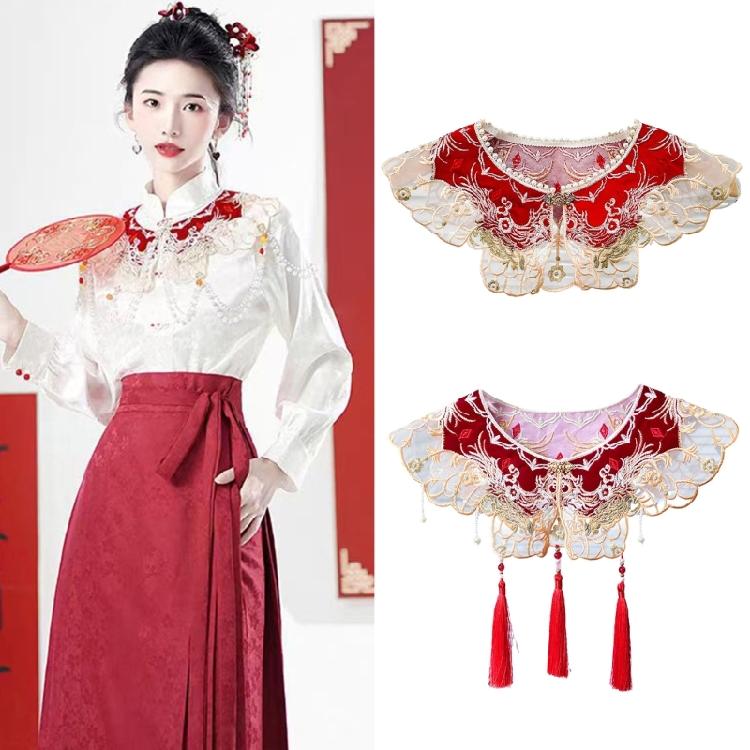 Yunjian Collar Decorative Hanfu Tassels Pearls False Collar Detachable Collar