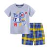 Summer Boys' Knit Cotton Two-Piece Set: Toddler Round Neck Shirt & Shorts