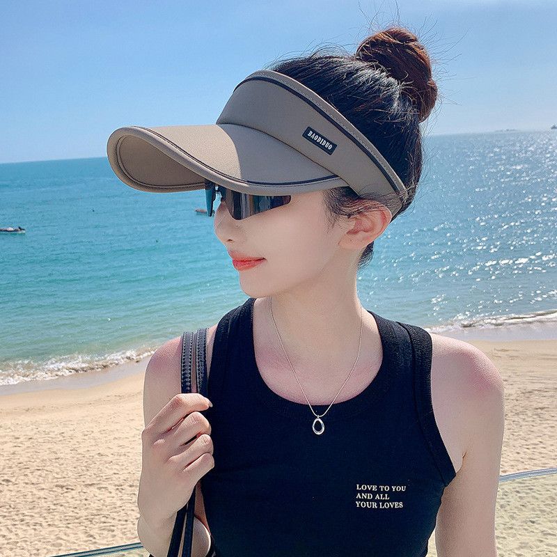 9244 Summer Outdoor Sun Hat with Sunglasses Sun Protection Hat Female UV Protection Travel Duck Tongue Empty Top Baseball Cap