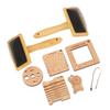8PCS Set Wooden Knitting Gauge Wool Brush Set Wool Felting Brush and Knitting Measure Tool Kit