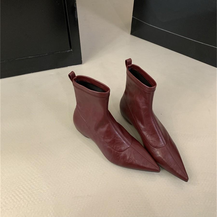 Pointed Korean Version of Short Boots Women's Sleeve Square Heel Women's Boots Thick Heel Thin Boots Niche Design High Heel Martin Boots