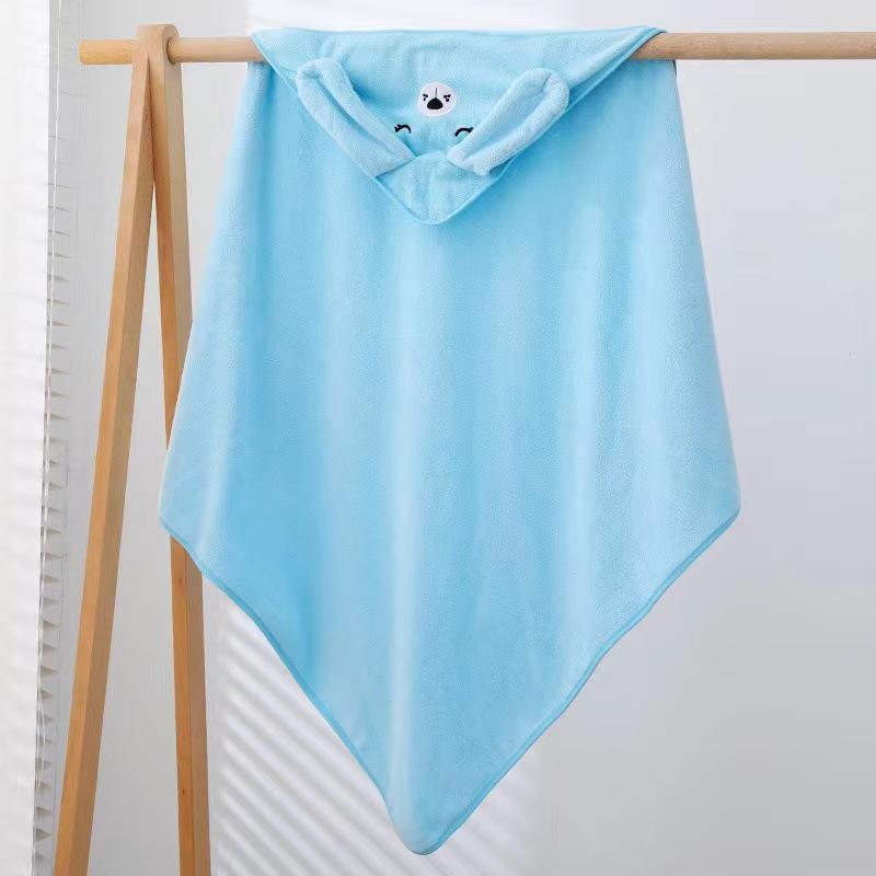 Baby Hooded Cartoon Bath Towel & Coral Fleece Swaddle Blanket