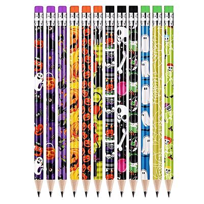 36PCS Halloween Themed Pencil Set HB Pencils Colorful Sharpeners Student Stationery Goodie Bag Filling Gift Boy Girl Favors ZYF