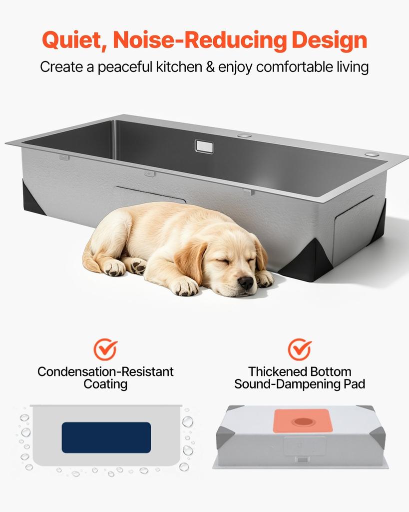 85cm Kitchen Top Mount Single Bowl Sinks, Stainless Steel Drop-In Farmhouse Basin with Accessories, Household Dishwasher Sinks for RV, Prep Kitchen,