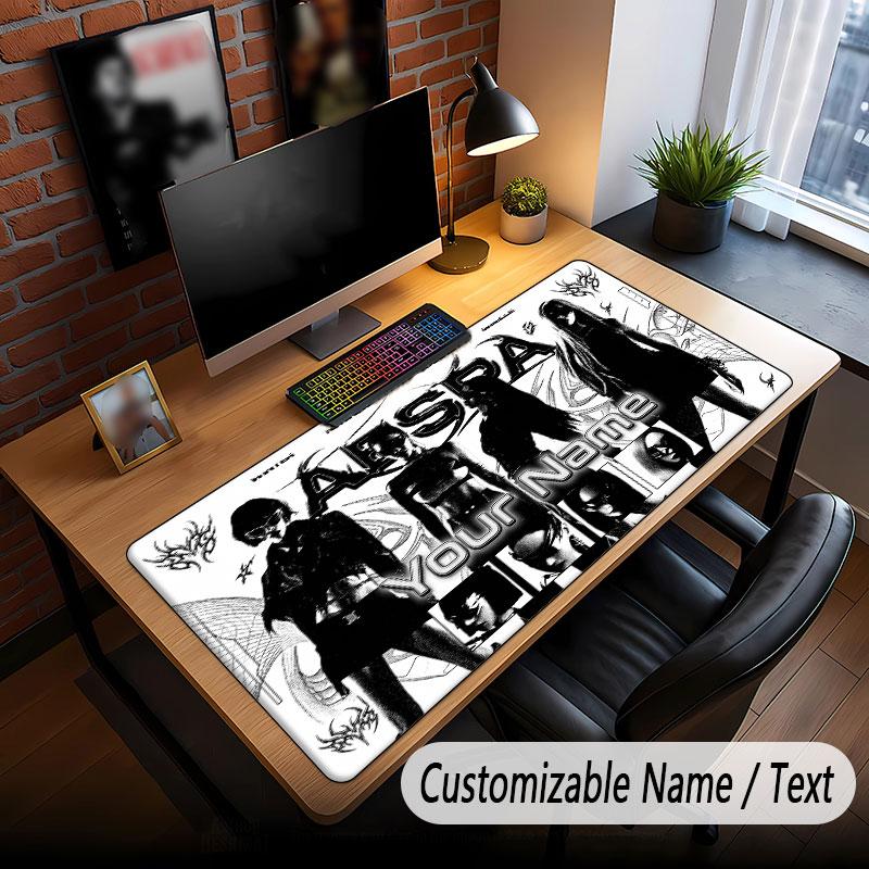 Custom Name Extended Mouse Pad,aespa Gaming Desk Mat For Home Office Desktop Decor