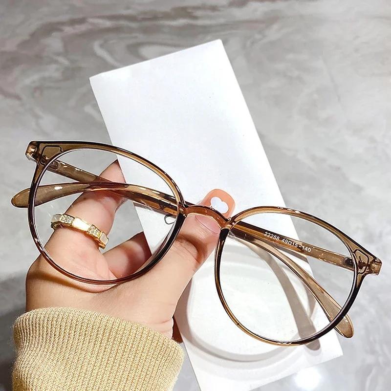 Round Small Frame Diopter Eyewear Transparent Ultralight TR90 Myopia Finished Glasses Anti-blue Light Short-sighted Eyeglasses