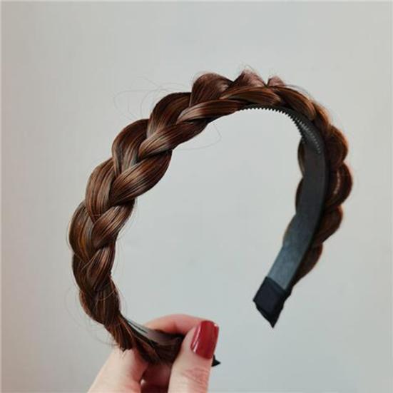 Wig Headband Anti-Slip Tooth Design Fluffy Fishbone Braid Texture Hair Hoop