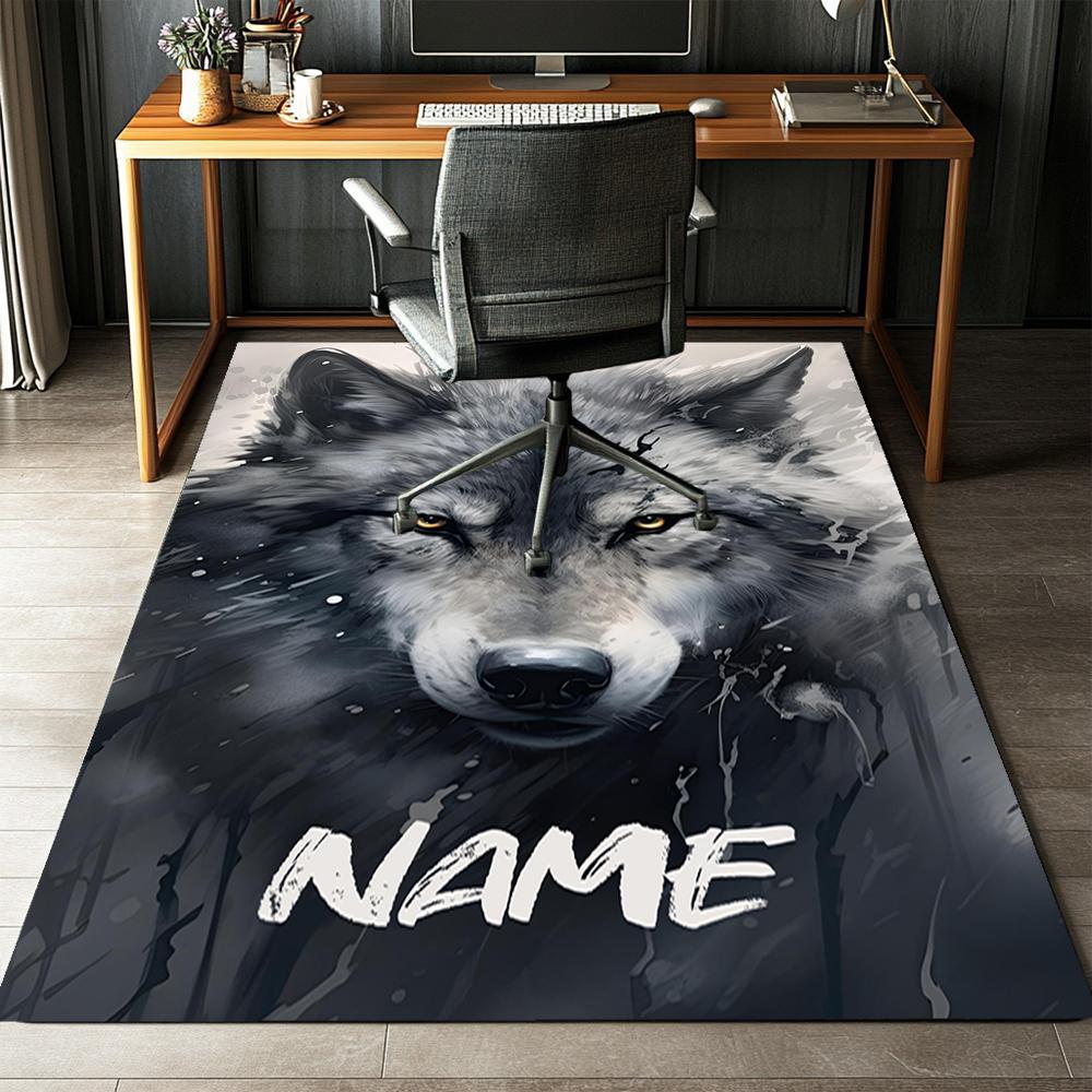 Custom Name Wolf Printed Carpet,Rug for Office Chair Living Room Bedroom Kitchen Room Decor Gifts.