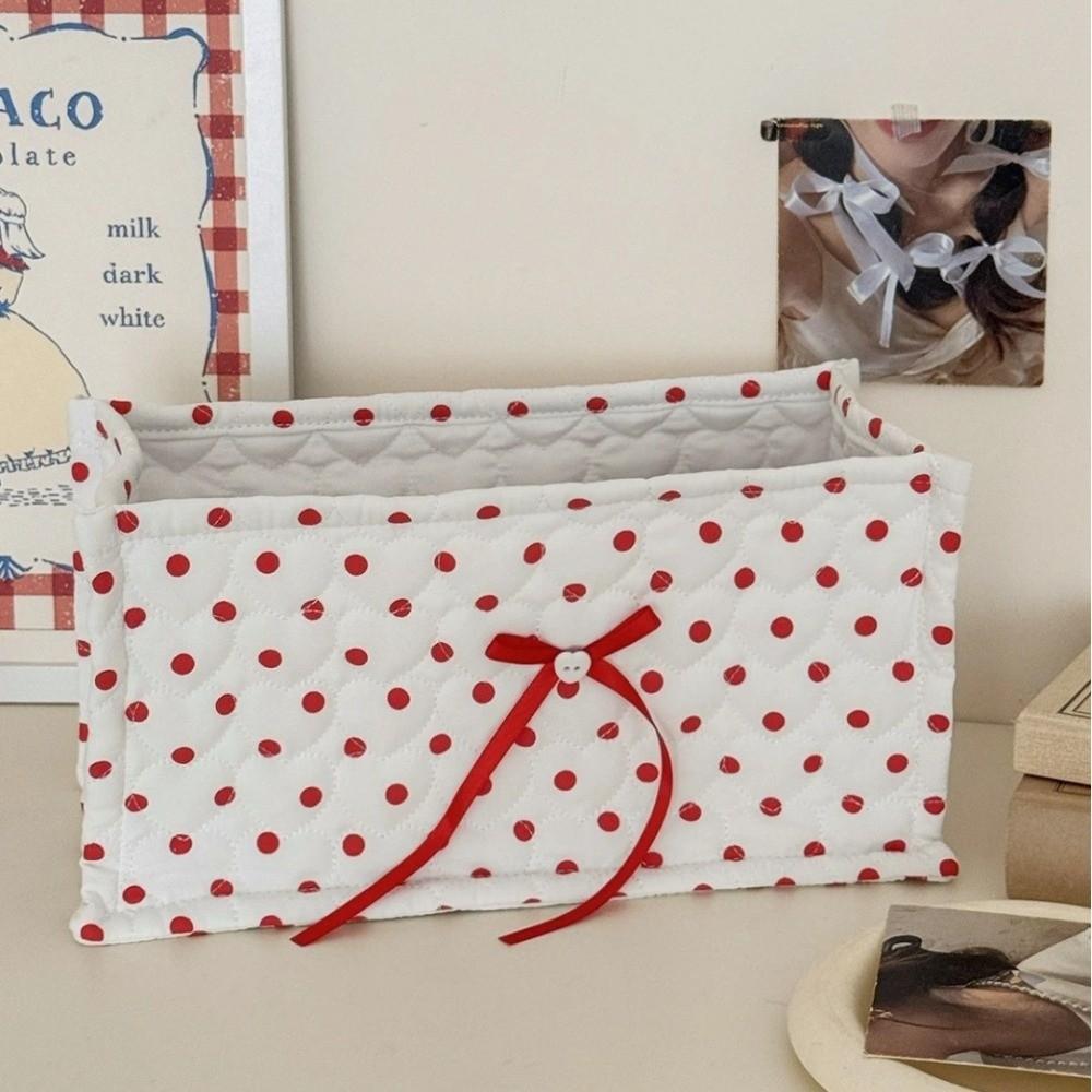 Large Storage Basket Heart Polka Dot Desktop Organizer Basket Storage Box Sundries Organization