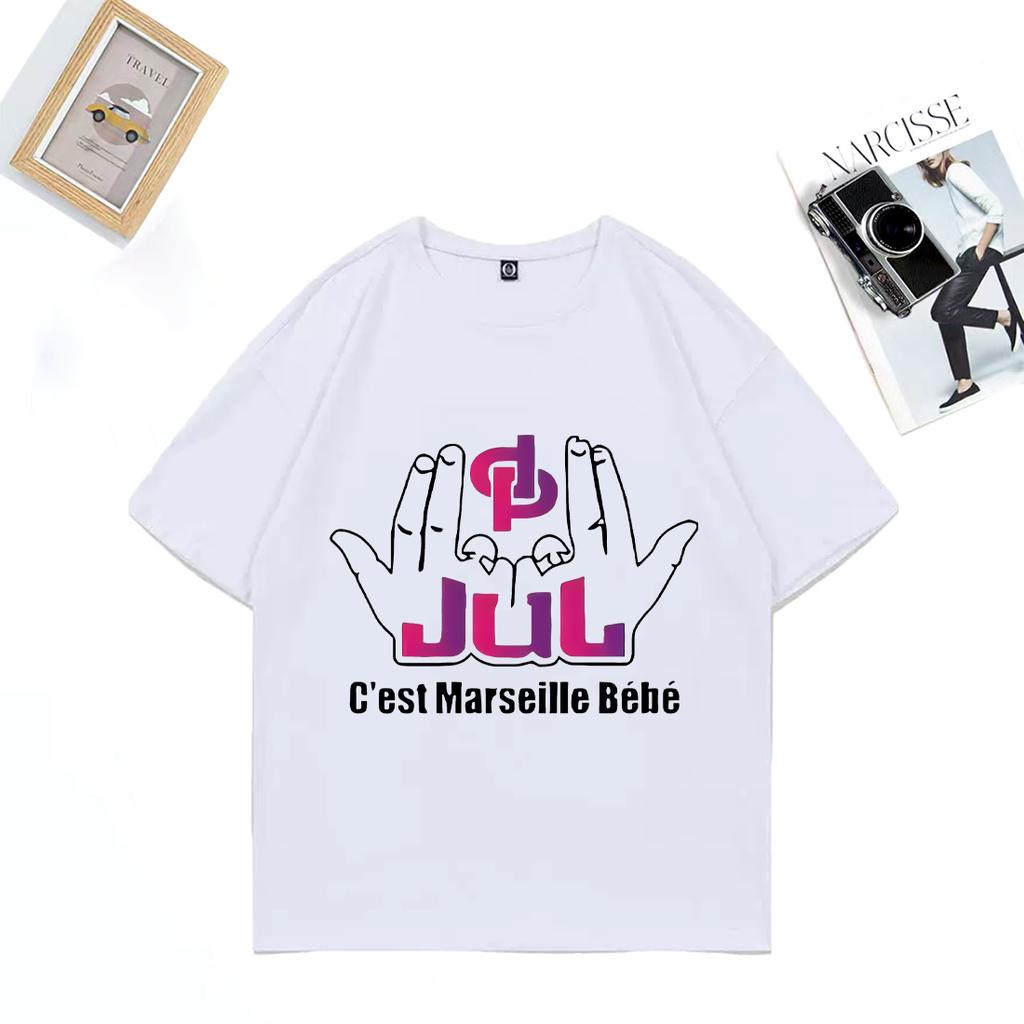 2025 Summer French Rapper Jul Cest Marseille Bébé Graphic 100 Pure Cotton Printed Tshirt Fashion Hip Hop Y2k NEW Pure Unisex