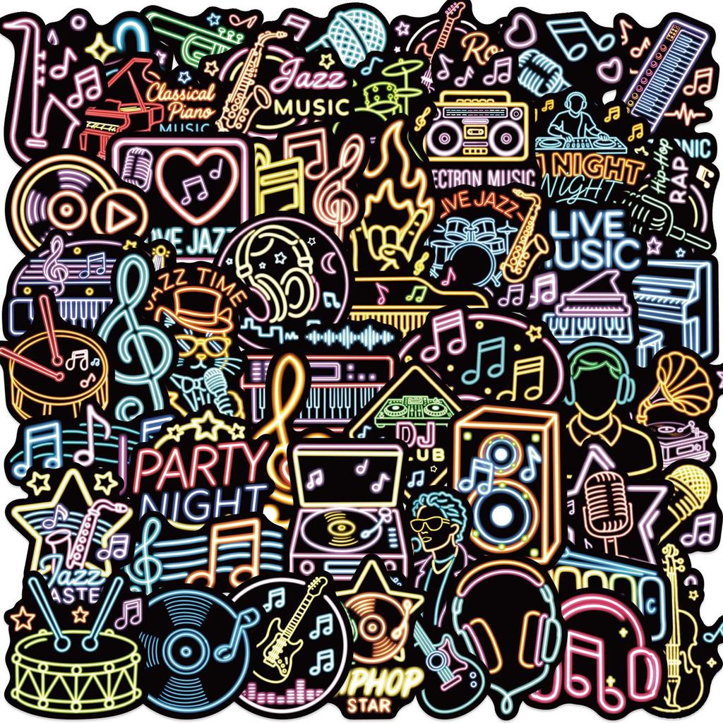 50-100PCS Cartoon Music Symbol Graffiti Stickers Decorative Guitar Notebook Luggage DIY Waterproof