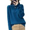 Women's Cashmere Diamond Knit Pullover: Half-High Collar, Thick, Loose-Fit, Korean Style Winter Sweater.