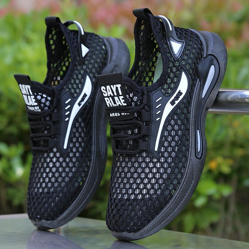 Fashion Men's Sneakers Summer Hollow Breathable Lace Up Sports Casual Shoes Lightweight Comfortable Fashion Soft Sole Vulcanized Shoes