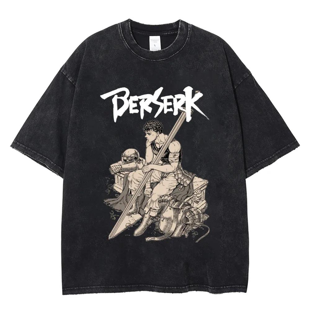 Berserk Guts & Griffith Eclipse Scene Manga Panels Vintage Washed Anime T-Shirt, Unisex Dark Fantasy Manga Fan Streetwear Tee, 100% Cotton Casual