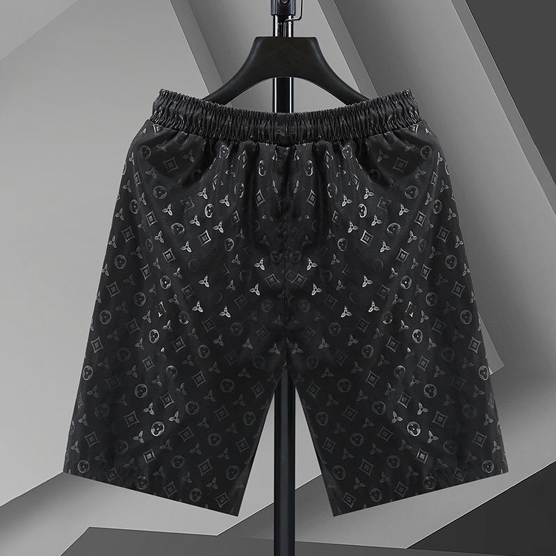 Men's Summer Ice Silk High Street Style Printed 5-Point Mid-Length Plus Size Shorts