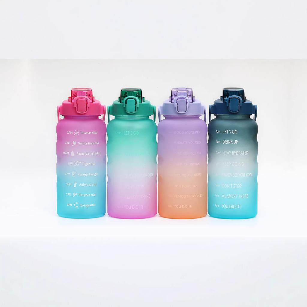 Water bottle large capacity gradual change water cup advanced sense elastic cover with straw portable kettle outdoor sports fitness direct drinking