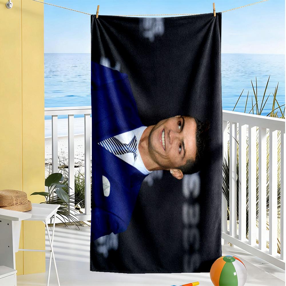 Cristiano Ronaldo's Blue Suit Beach Towel High Absorbency & Quick-Dry Comfortable Lightweight