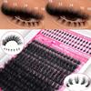 Diy False Eyelash Extension Kit Individual Lash Clusters Bottom And Upper Lashes Extra Thick And Fluffy Lashes For Beginners