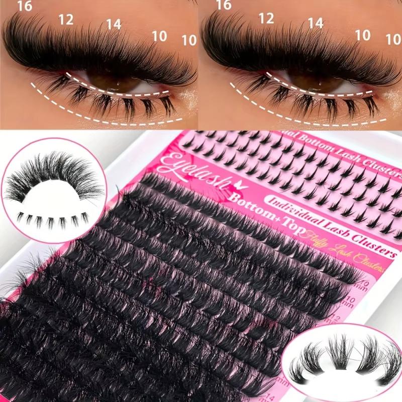 Diy False Eyelash Extension Kit Individual Lash Clusters Bottom And Upper Lashes Extra Thick And Fluffy Lashes For Beginners